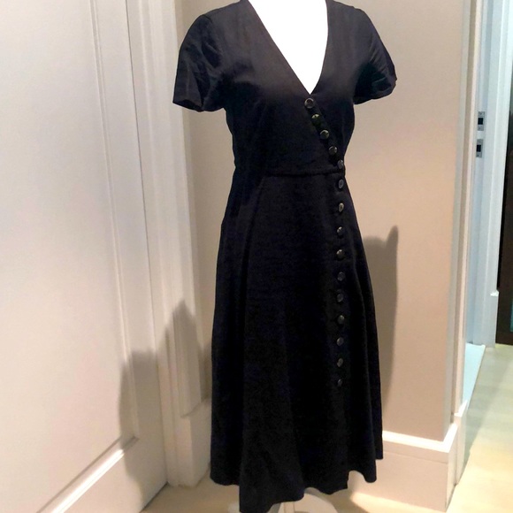 Madewell linen-blend button wrap midi dress - Picture 2 of 9